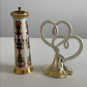 Lenox Forevermore Double Heart 6.25" Cake Topper and Salt Shaker
